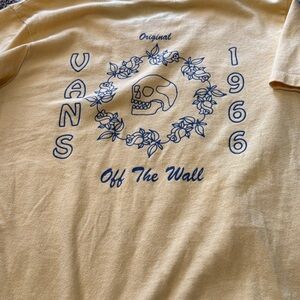 Vans Mustard Graphic Tee with Blue Skull Design
